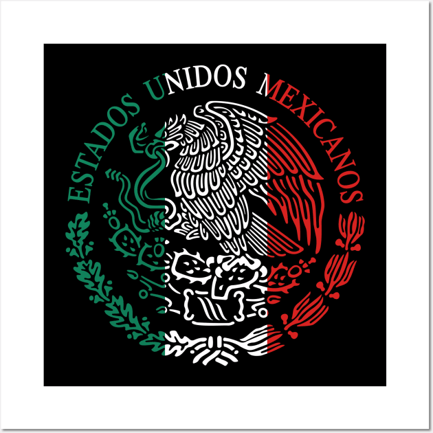 Escudo Nacional Mexicano - Emblema Tricolor Wall Art by verde